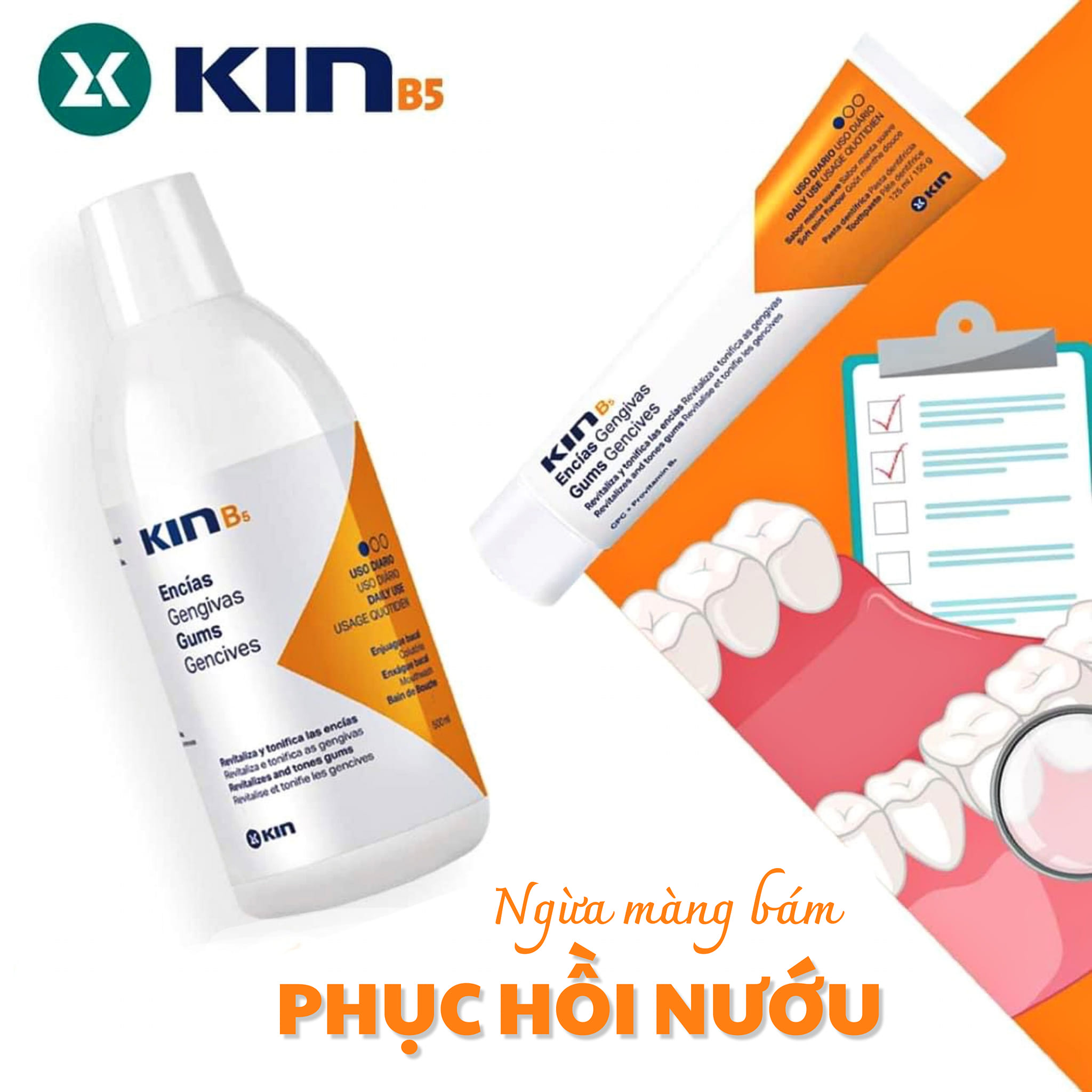 KIN B5 - NƯỚC SÚC MIỆNG CHĂM SÓC RĂNG MIỆNG HÀNG NGÀY