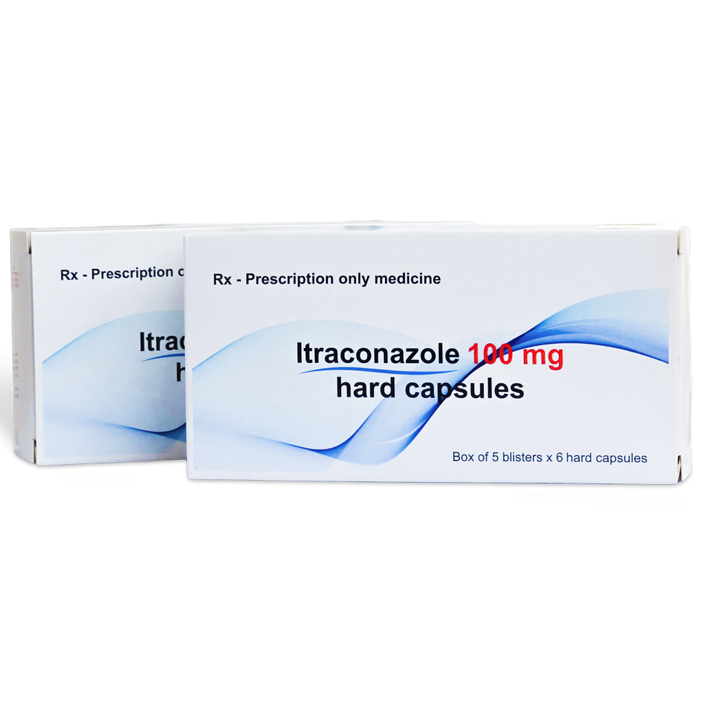 Itraconazol 100mg hard capsules - Thuốc kháng nấm triazol phổ rộng, tích lũy tốt tại da và mô sừng (30 viên)